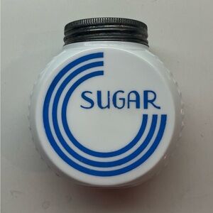Fire King Vintage Vitrock "Blue Circle" Sugar Shaker Art Deco